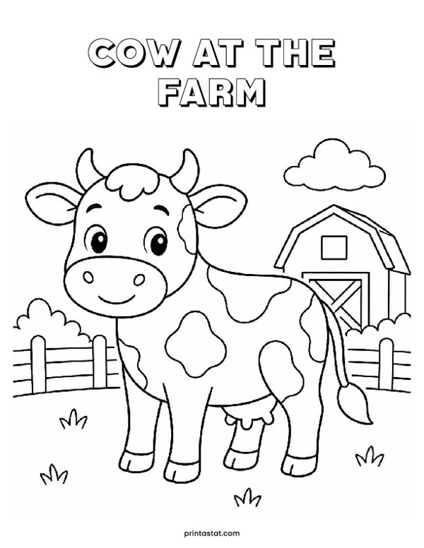 Cow at the Farm Coloring Sheets