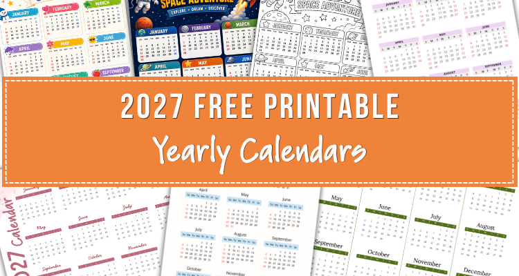 2027 Free Printable Yearly Calendars